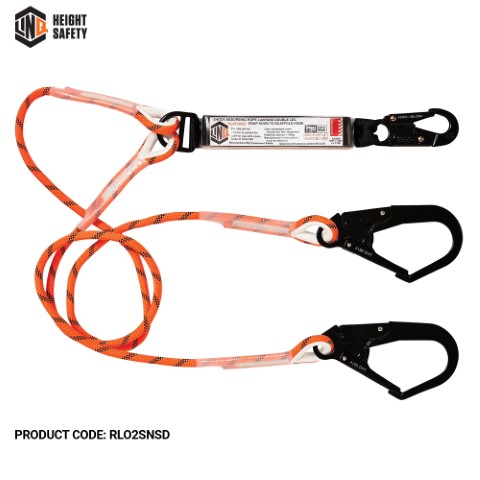 LINQ ROPE LANYARD DBL LEG 1 X SNAP HOOK 1 X D.A SCAFF HOOK 2M